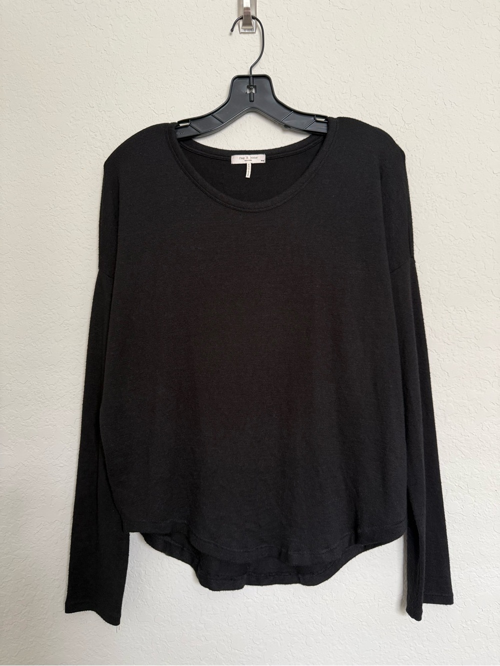 Rag & Bone Black Slub Knit Slouchy Sweater Size M Minimalist Lightweight Lounge